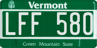 VT license plate LFF580