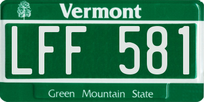 VT license plate LFF581