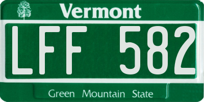 VT license plate LFF582
