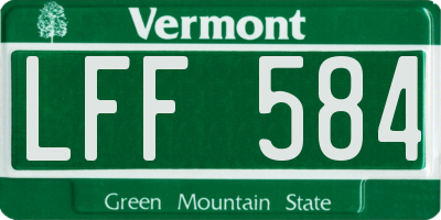 VT license plate LFF584