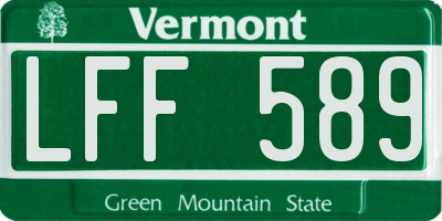 VT license plate LFF589