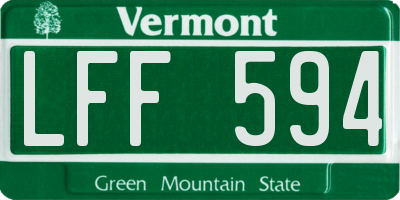 VT license plate LFF594