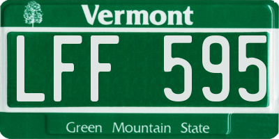 VT license plate LFF595