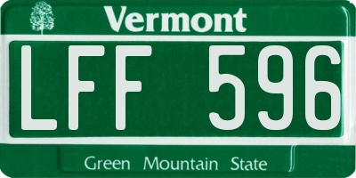VT license plate LFF596