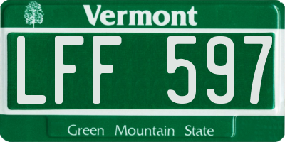 VT license plate LFF597
