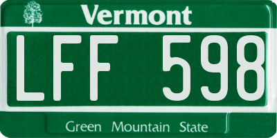 VT license plate LFF598