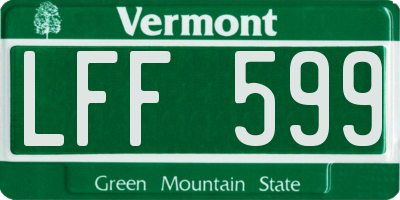 VT license plate LFF599