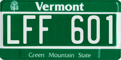 VT license plate LFF601