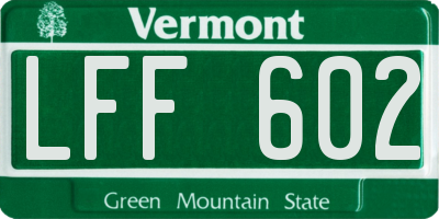 VT license plate LFF602