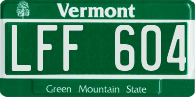 VT license plate LFF604