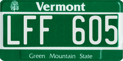 VT license plate LFF605