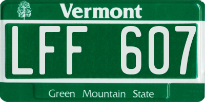 VT license plate LFF607