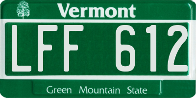 VT license plate LFF612