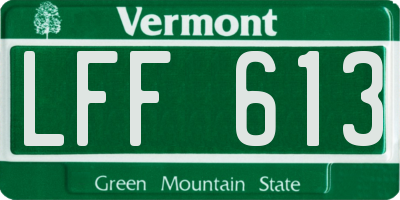 VT license plate LFF613