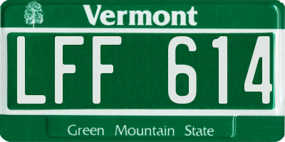 VT license plate LFF614