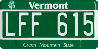 VT license plate LFF615