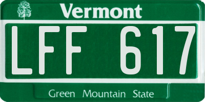VT license plate LFF617