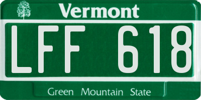 VT license plate LFF618