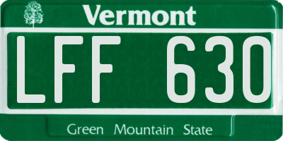 VT license plate LFF630