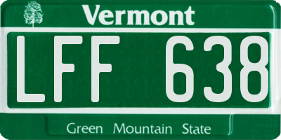 VT license plate LFF638
