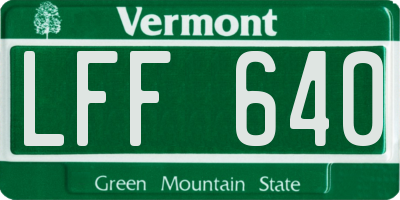 VT license plate LFF640