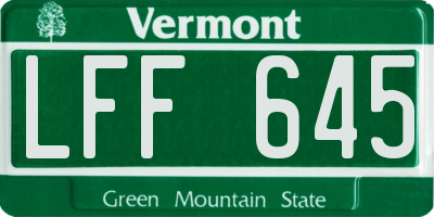 VT license plate LFF645
