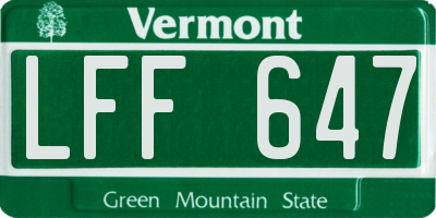 VT license plate LFF647