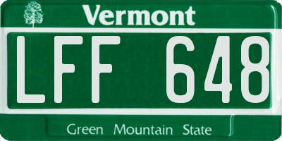 VT license plate LFF648