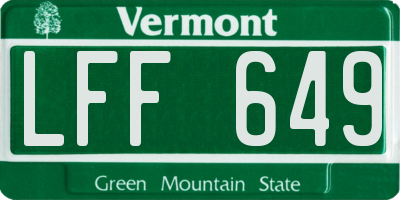 VT license plate LFF649