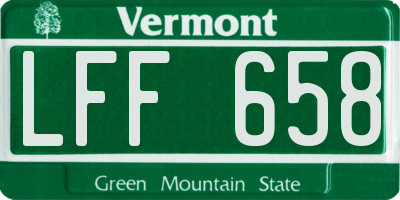 VT license plate LFF658