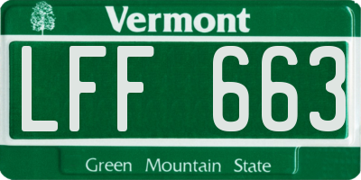 VT license plate LFF663