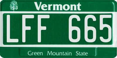 VT license plate LFF665