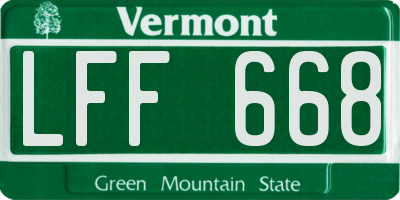 VT license plate LFF668