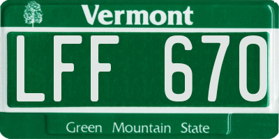 VT license plate LFF670