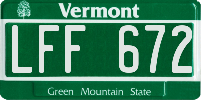 VT license plate LFF672