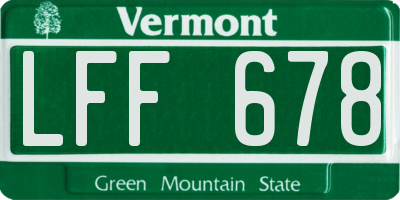 VT license plate LFF678