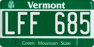 VT license plate LFF685