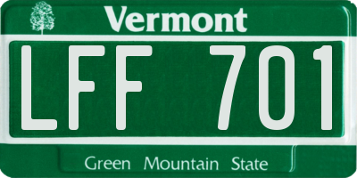 VT license plate LFF701