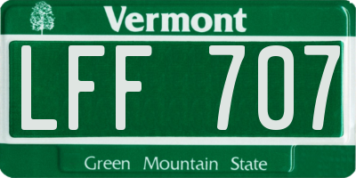 VT license plate LFF707