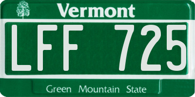 VT license plate LFF725