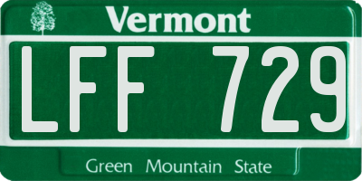 VT license plate LFF729