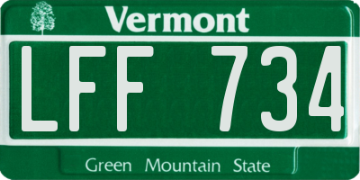 VT license plate LFF734