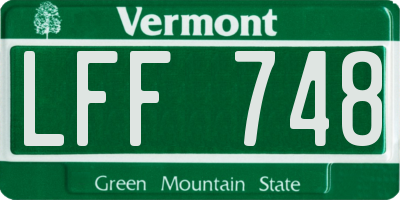 VT license plate LFF748