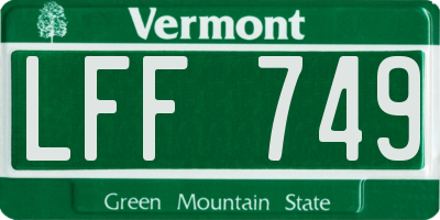 VT license plate LFF749