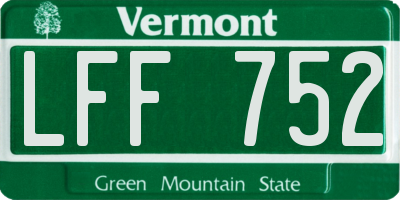 VT license plate LFF752