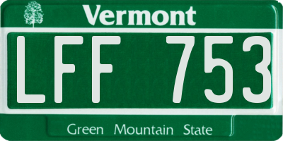 VT license plate LFF753