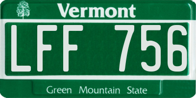 VT license plate LFF756