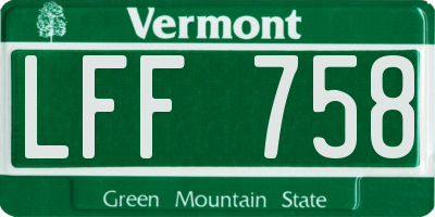 VT license plate LFF758