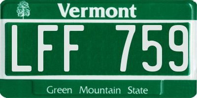 VT license plate LFF759