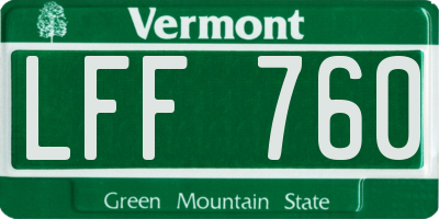 VT license plate LFF760